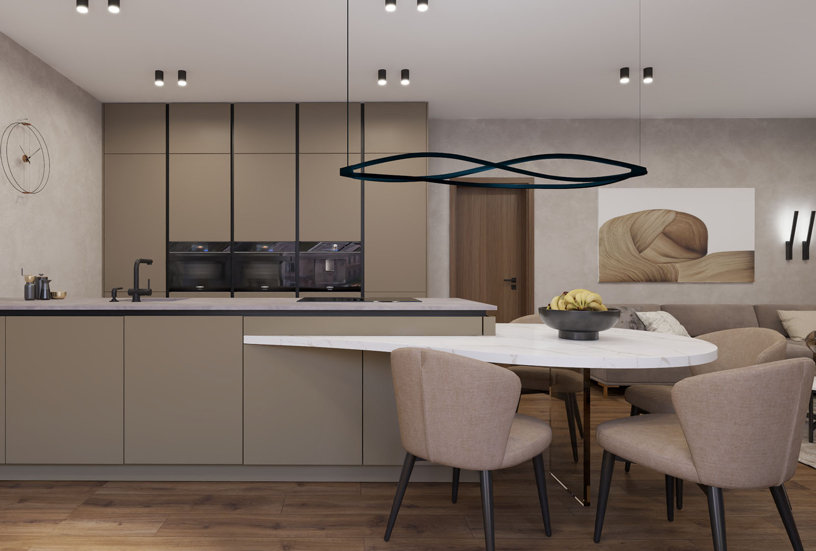 Kuchyně Nanoteq Matt Cobalt | Dekton Kovik | Crystal Calacatta Silva
